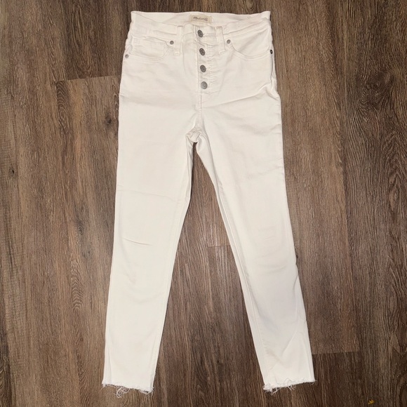 Madewell 9” Mid-Rise Button Skinny Jean Size 27 Pure White - Picture 4 of 13
